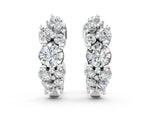 White gold Round Diamond Hydrangea Bouquet Hoop Earrings with Diamond Accents