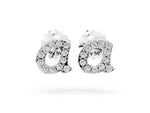White gold Round Diamond Initial A Stud Earrings
