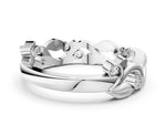 White gold Round Diamond Leaf Eternity Band with Bezel Setting