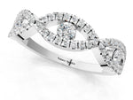 White gold Round Diamond Marquise Halo Twist Band with Pavé Setting_1