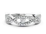 White gold Round Diamond Marquise Halo Twist Band with Pavé Setting