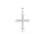 White gold Round Diamond Milgrain Cross Pendant with Bezel Setting