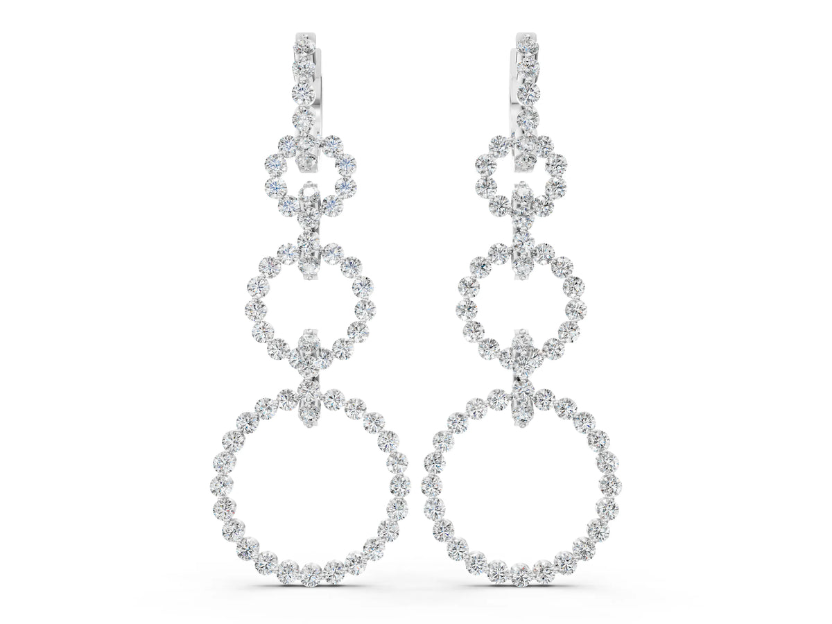 White gold Round Diamond Multiway Open Circle Statement Earrings