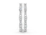 White gold Round Diamond Pavé Bamboo Hoop Earrings with Four-Prong Setting