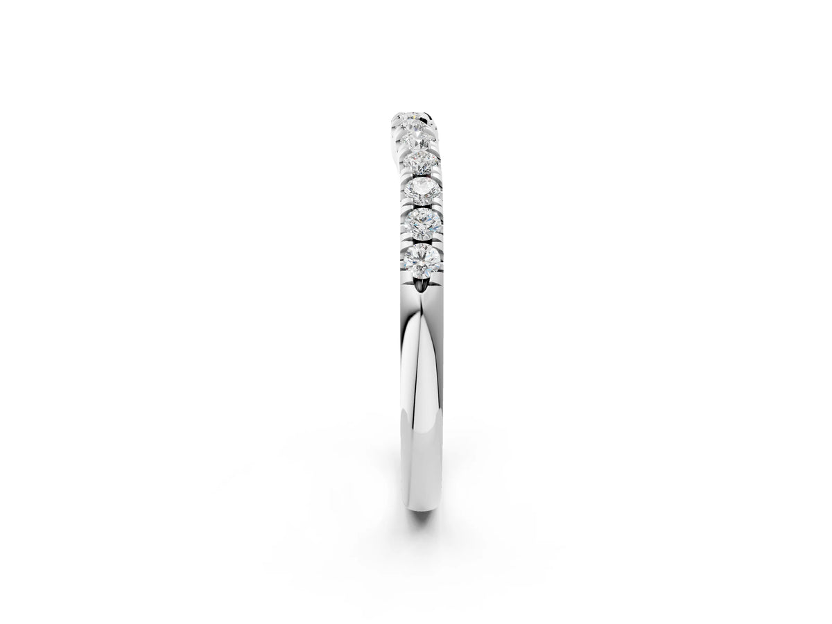 White gold Round Diamond Pavé Curved Eternity Band with Shared Prong Setting_2