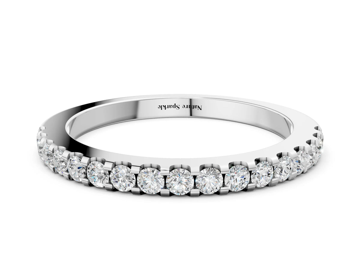 White gold Round Diamond Pavé Eternity Band with Micro Prong Setting