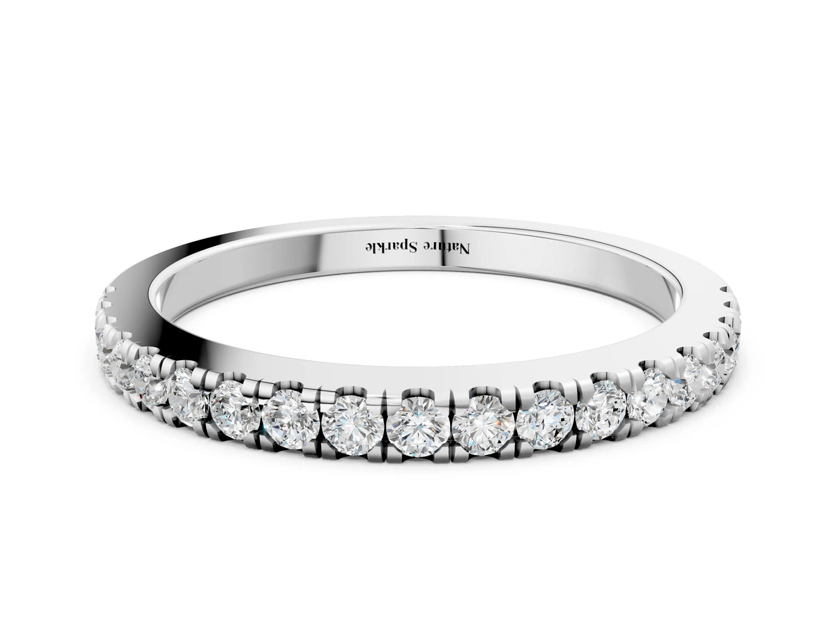 White gold Round Diamond Pavé Eternity Band with U-Prong Setting