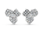 White gold Round Diamond Pavé Flower Stud Earrings