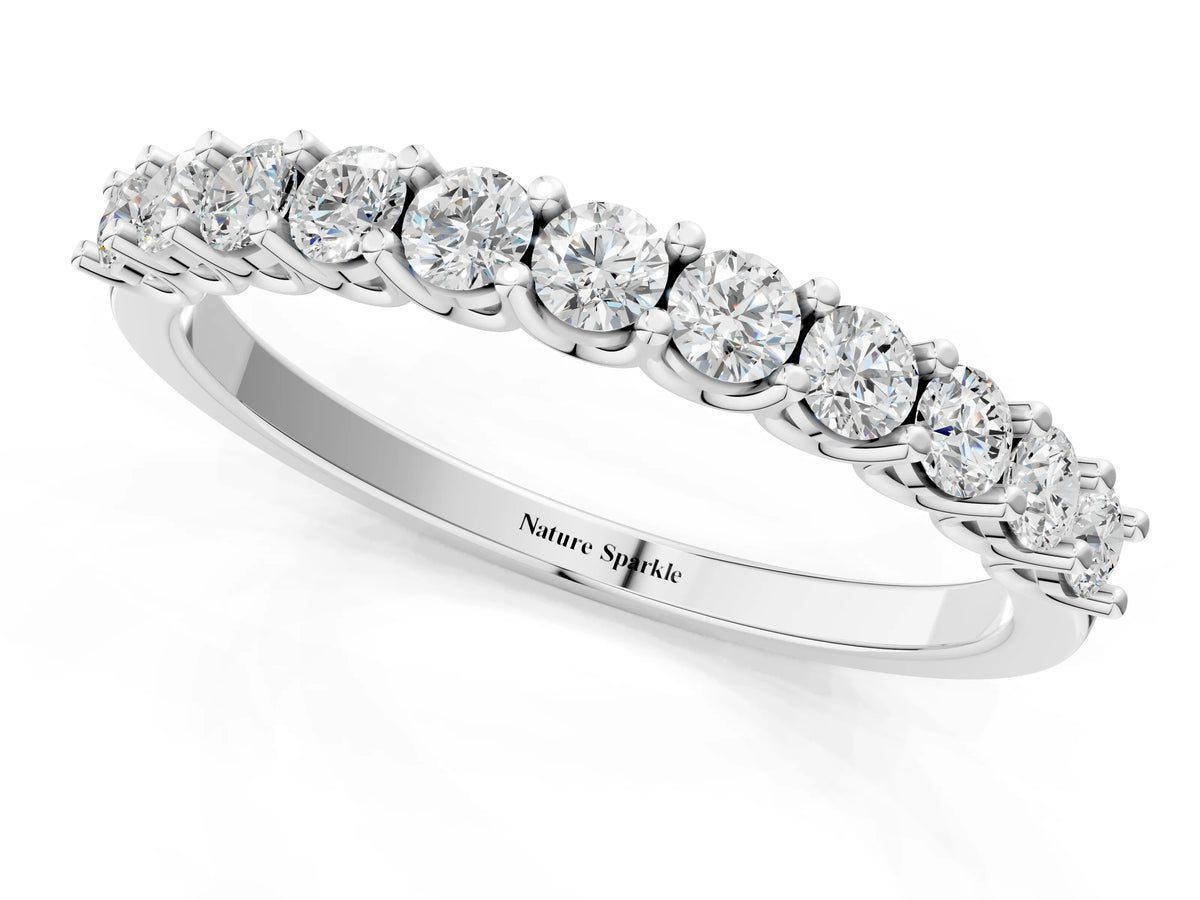White gold Round Diamond Pavé Half-Eternity Band_1