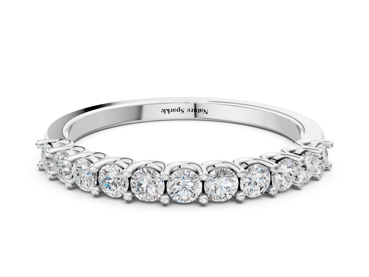 White gold Round Diamond Pavé Half-Eternity Band