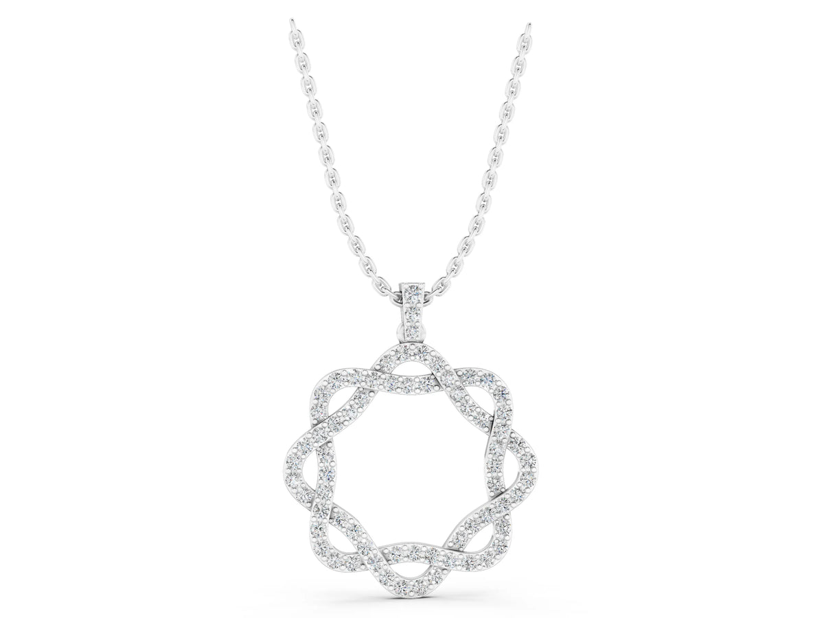 White gold Round Diamond Pavé Infinity Pendant with Prong Setting_1