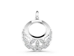 White gold Round Diamond Pavé Leaf Filigree Pendant