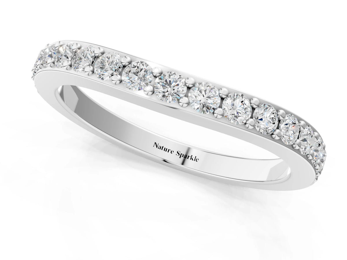 White gold Round Diamond Pavé Set Curved Eternity Band_1