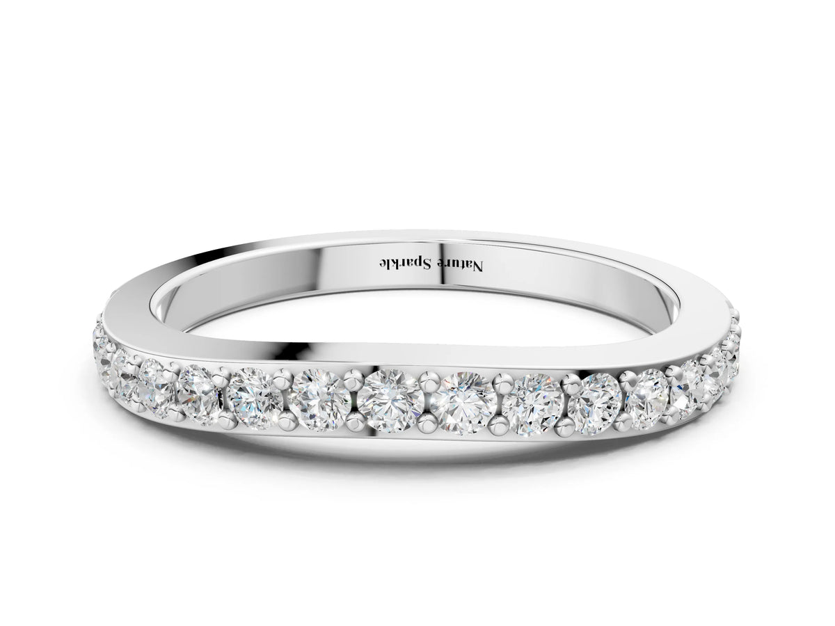 White gold Round Diamond Pavé Set Curved Eternity Band