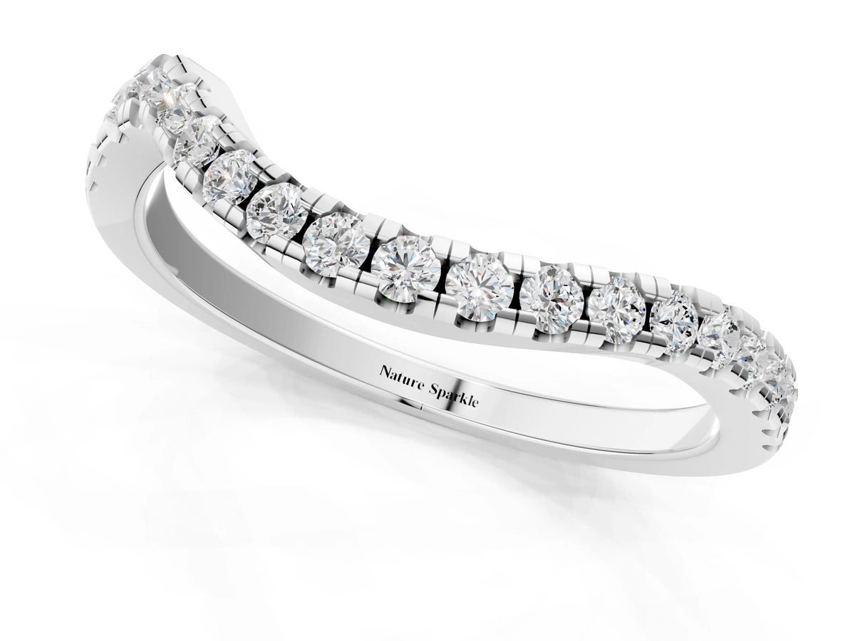 White gold Round Diamond Pavé Twist Band with U-Prong Setting_1