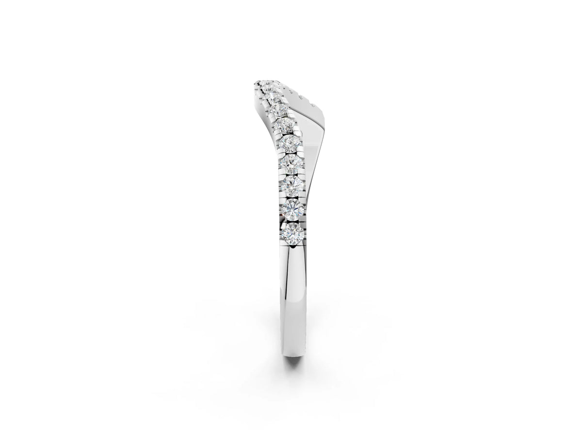White gold Round Diamond Pavé Twist Band with U-Prong Setting_2