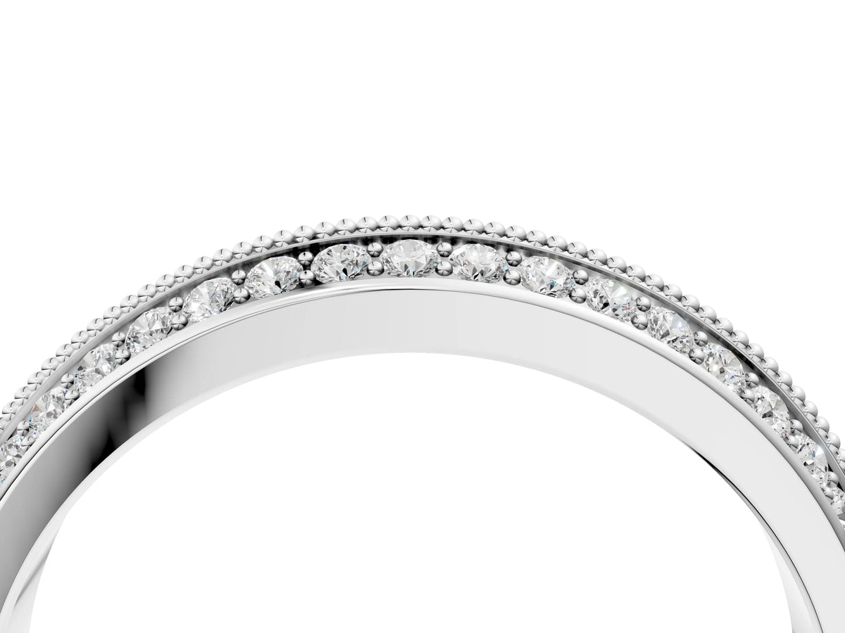 White gold Round Diamond Pave Eternity Band with Milgrain Edging_4