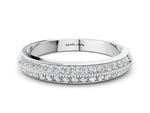 White gold Round Diamond Pave Eternity Band with Milgrain Edging