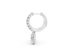 White gold Round Diamond Petite Hoop Earrings with Sunflower Drop_1