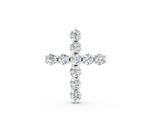 White gold Round Diamond Prong-Set Cross Pendant