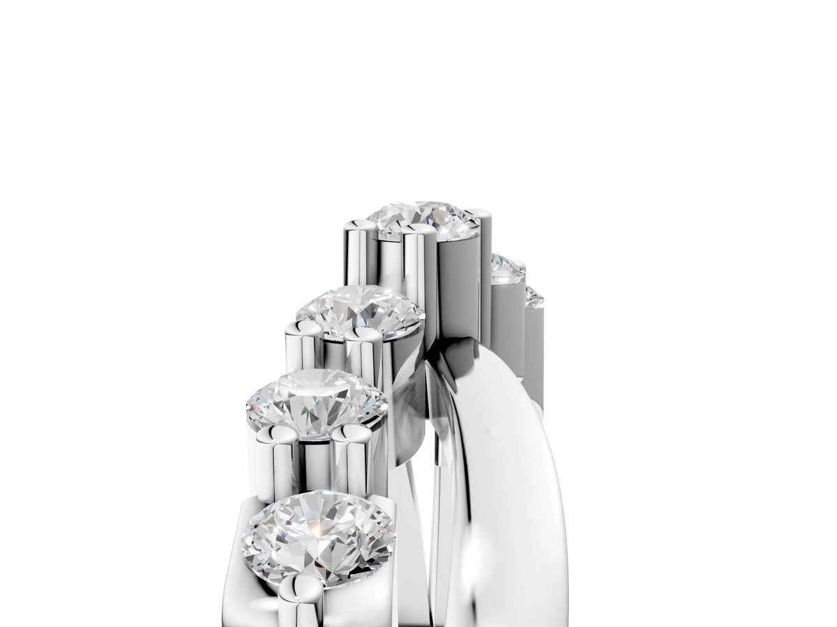 White gold Round Diamond Prong-Set Crossover Band_5