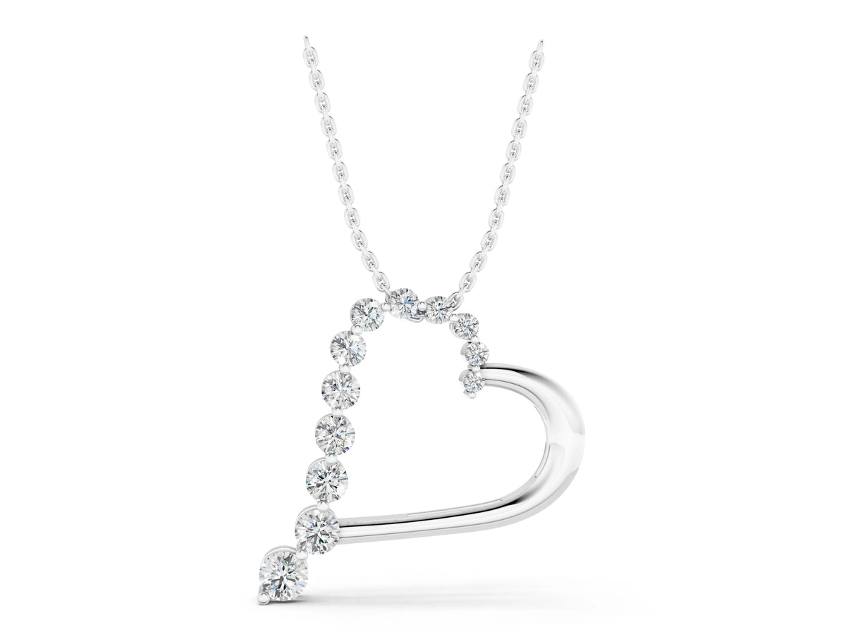 White gold Round Diamond Prong-Set Heart Pendant_1