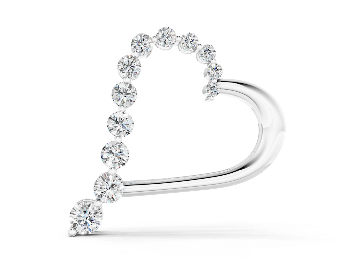 White gold Round Diamond Prong-Set Heart Pendant