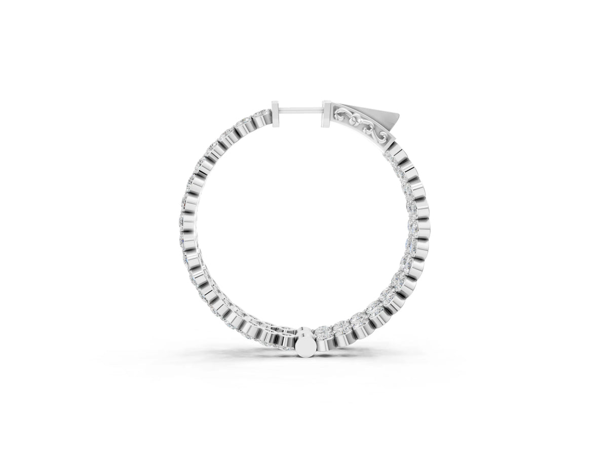 White gold Round Diamond Prong Set Hoop Earrings_1