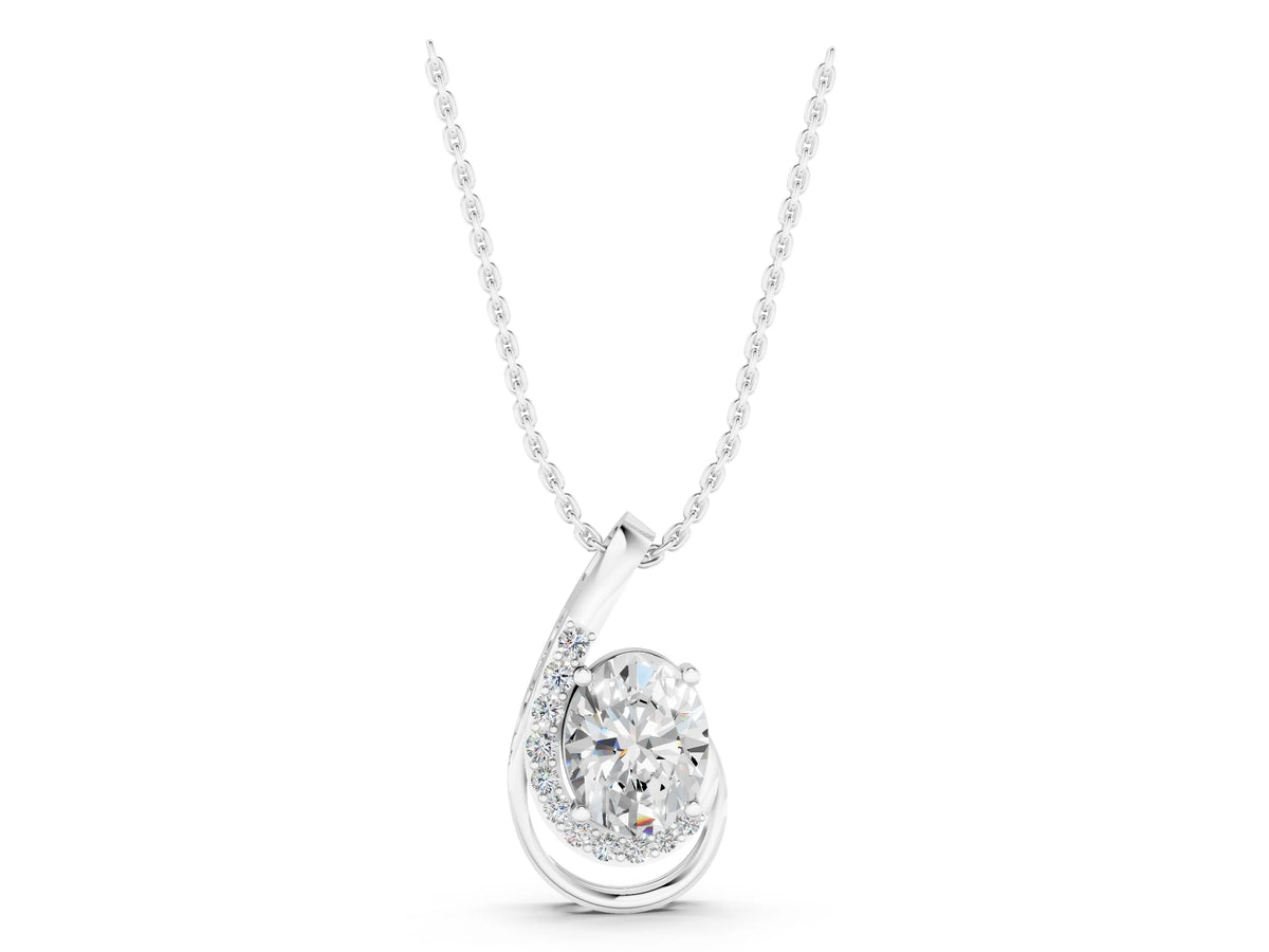 White gold Round Diamond Prong Set Swirl Pendant_1