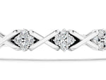 White gold Round Diamond Prong Set Tennis Bracelet with X-Link Band_1