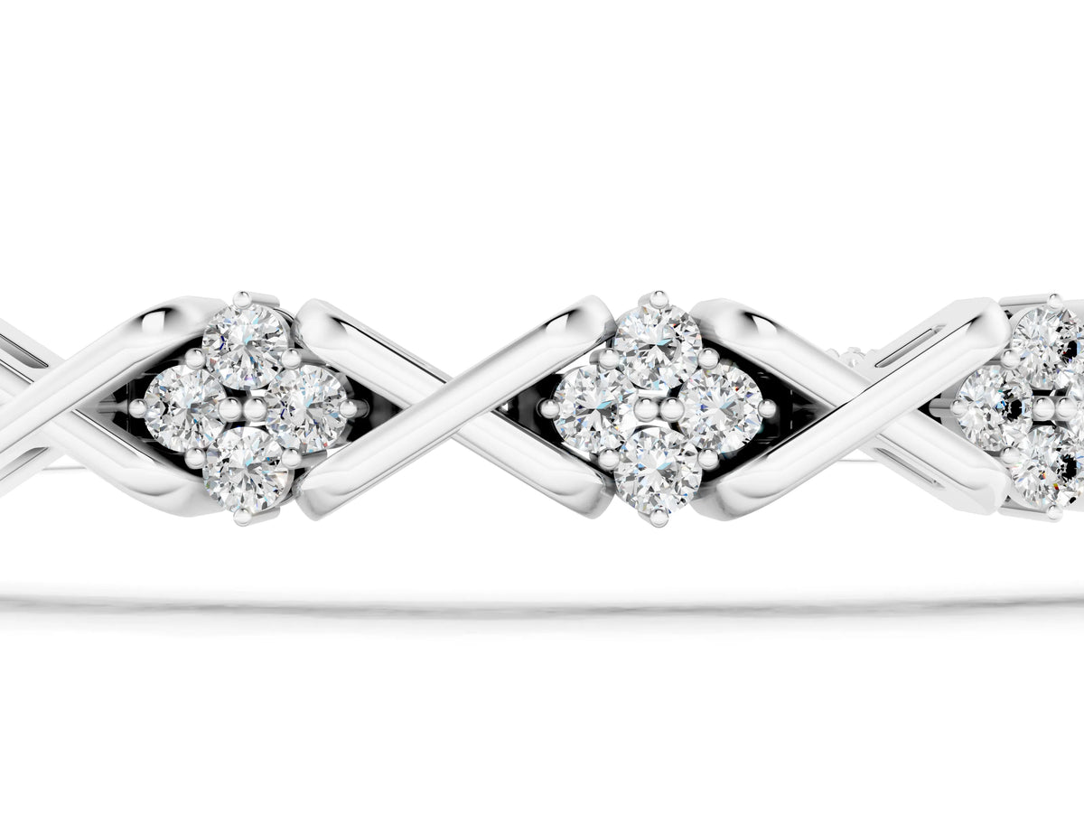White gold Round Diamond Prong Set Tennis Bracelet with X-Link Band_1