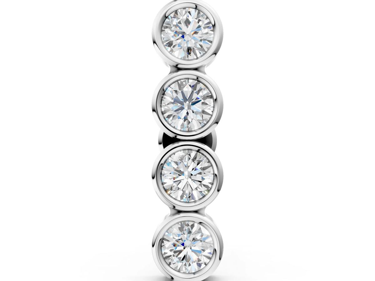 White gold Round Diamond Row Flatback Earring