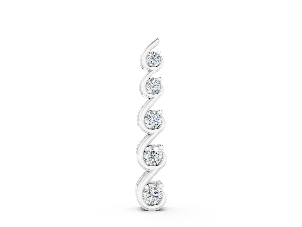 White gold Round Diamond S-Curve Prong Pendant