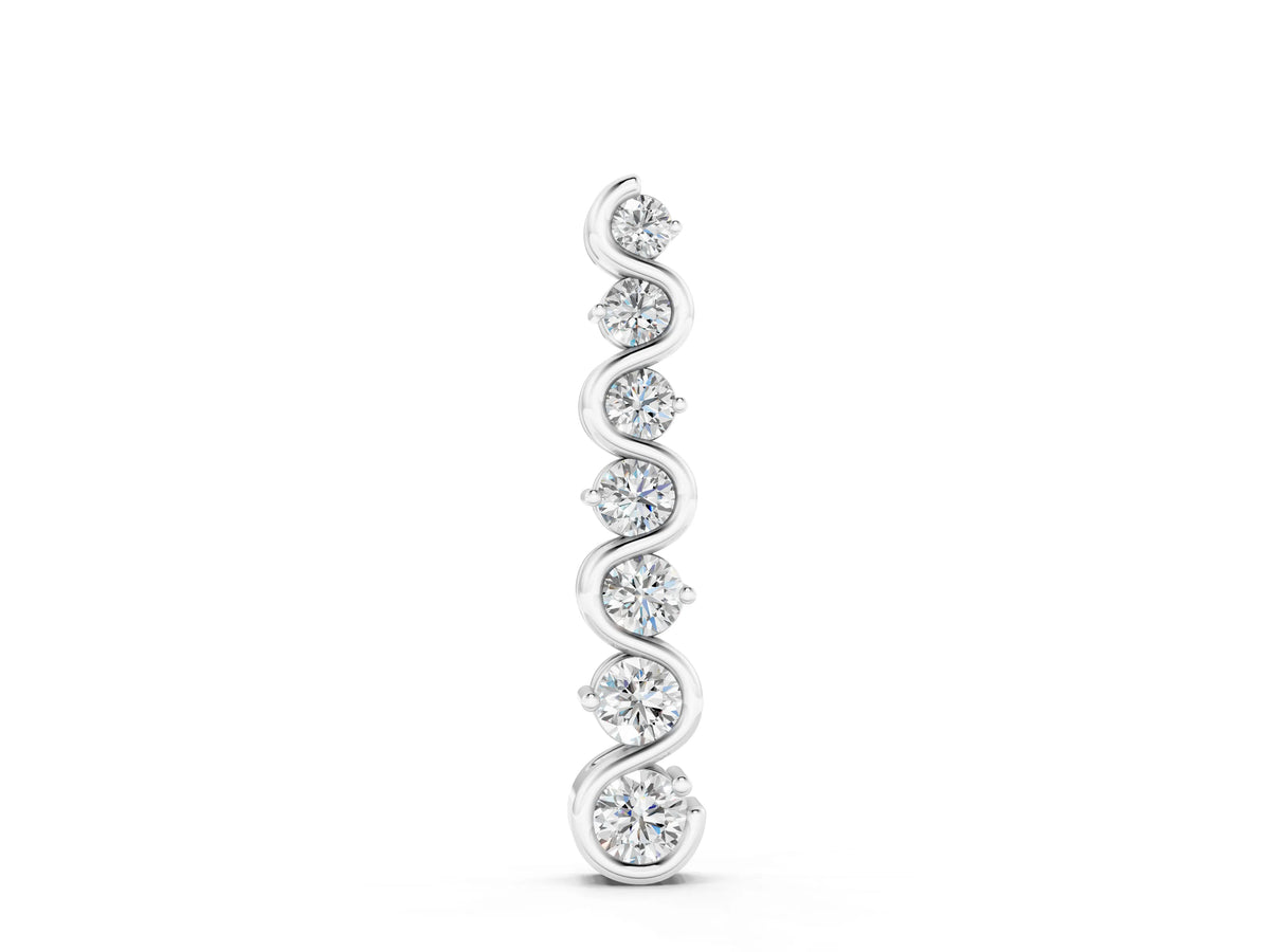White gold Round Diamond S-Curve Prong Set Pendant