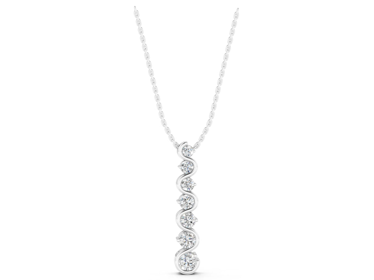 White gold Round Diamond S-Curve Prong Set Pendant_1