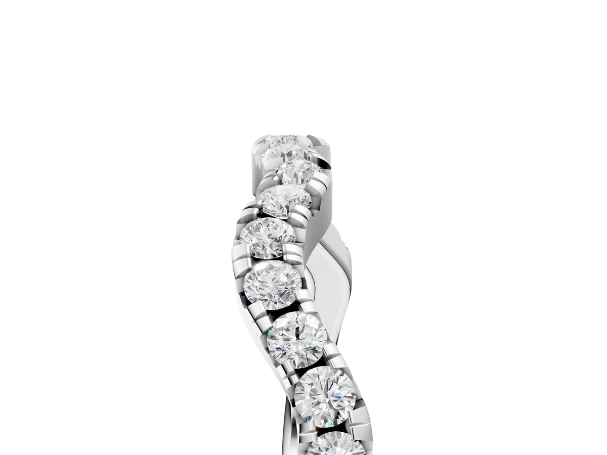 White gold Round Diamond Scalloped Pavé Wedding Band with Shared Prong Setting_5