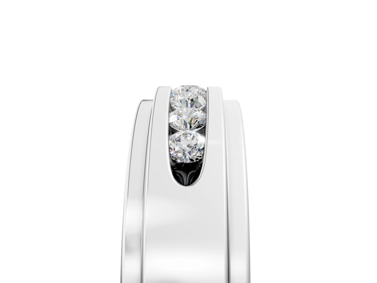 White gold Round Diamond Seven-Stone Channel Set Mens Band_5
