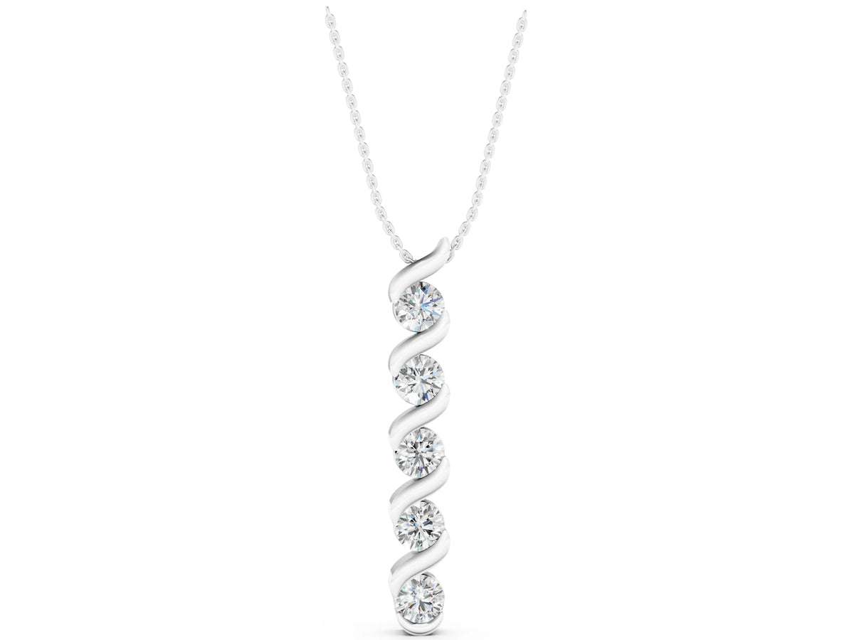 White gold Round Diamond Spiral Prong Pendant_1