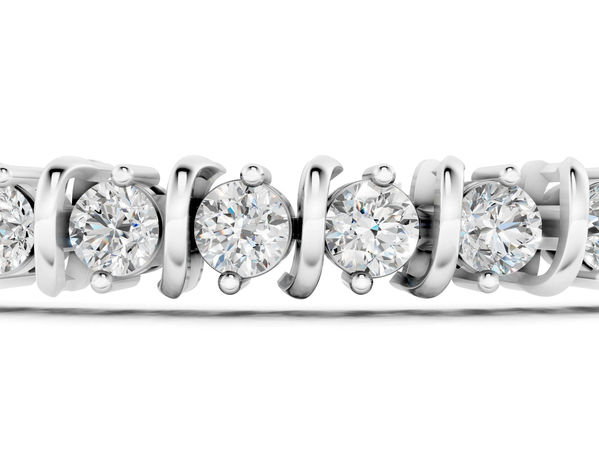 White gold Round Diamond Spiral Tennis Bracelet with Prong Setting_1