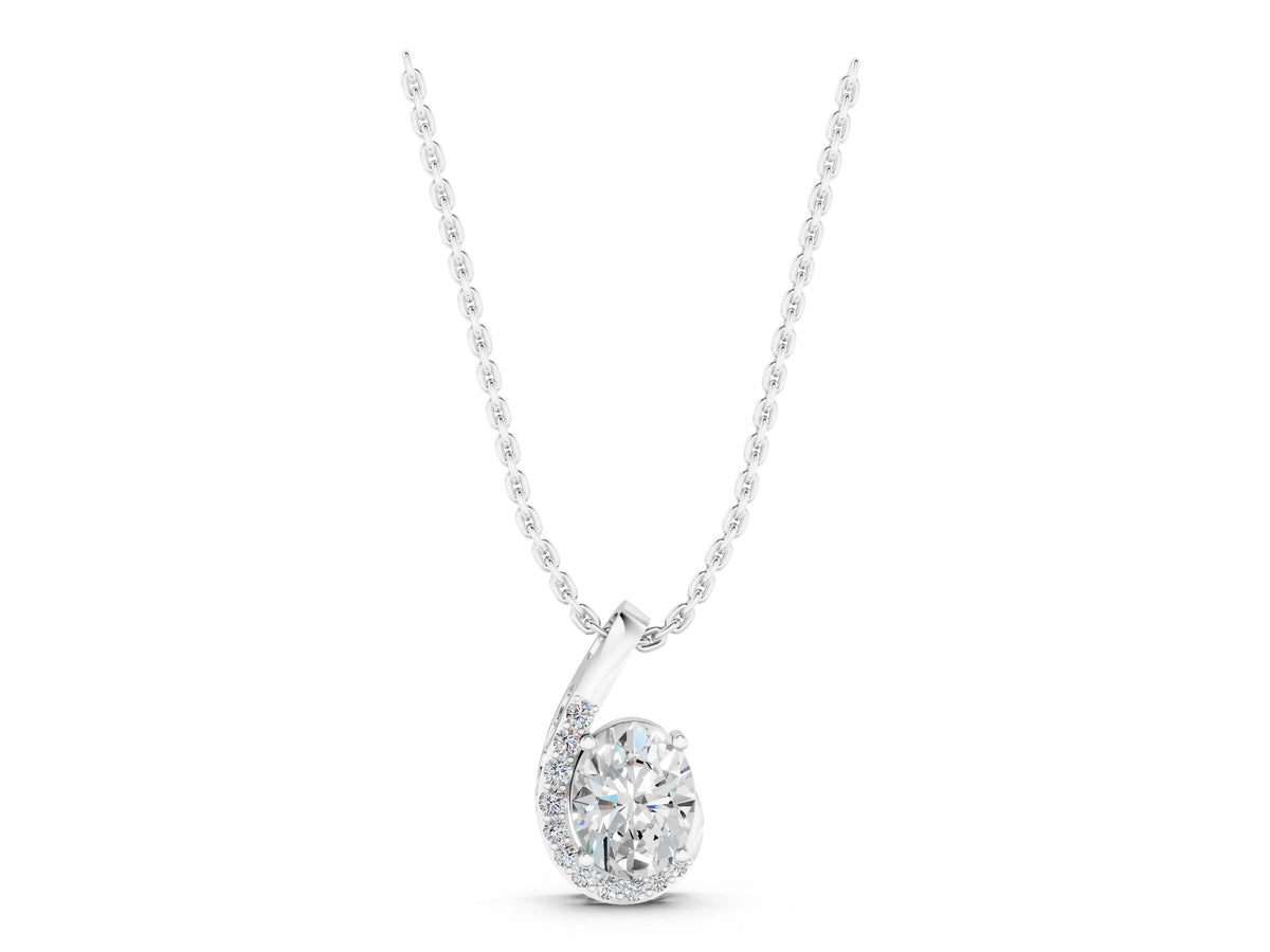 White gold Round Diamond Swirl Pendant with Prong Setting_1