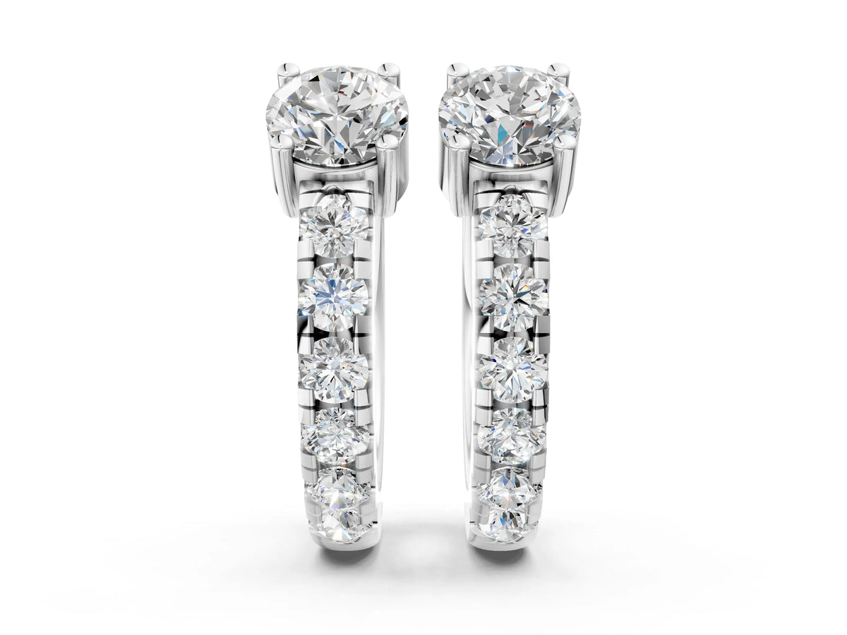 White gold Round Diamond Taylor Huggie Hoop Earrings