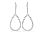 White gold Round Diamond Teardrop Drop Earrings