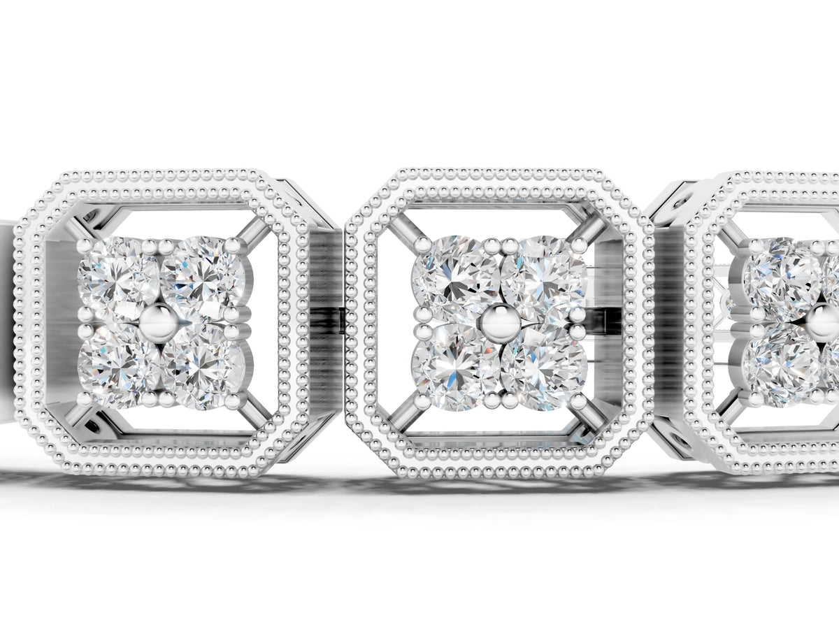 White gold Round Diamond Tennis Bracelet with Milgrain Bezel Setting_1