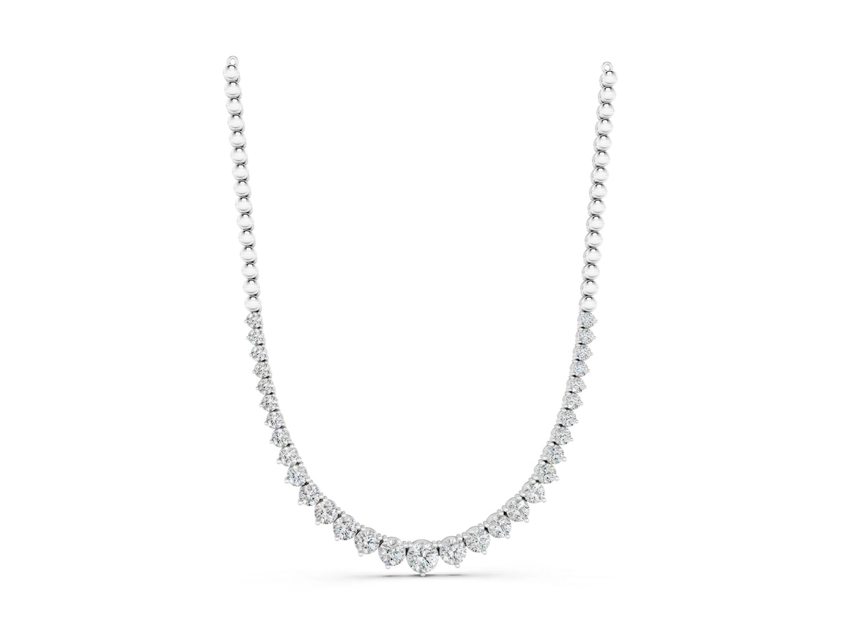 White gold Round Diamond Tennis Necklace with Graduated Prong Setting_1