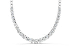 White gold Round Diamond Tennis Necklace with Prong Setting and Bead Chain
