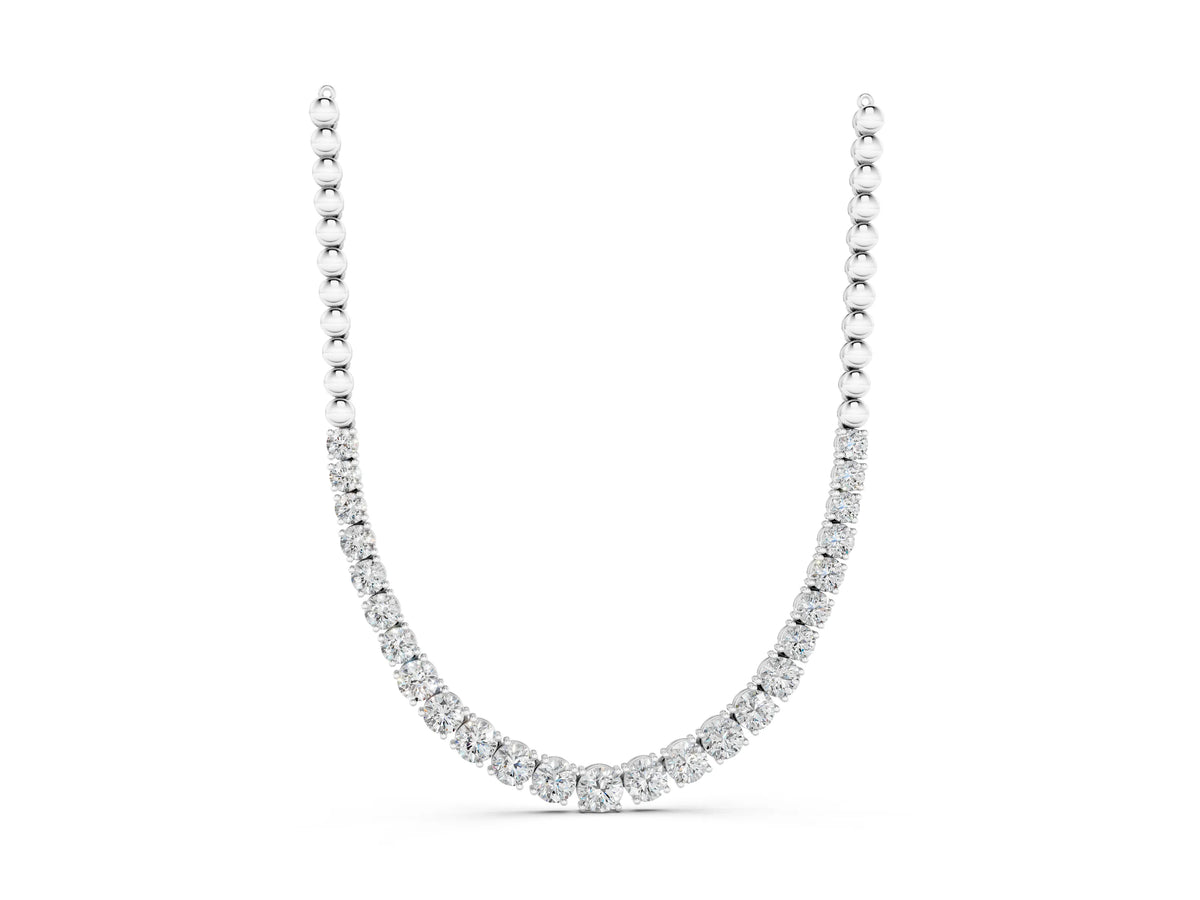 White gold Round Diamond Tennis Necklace with Prong Setting and Bead Chain_1