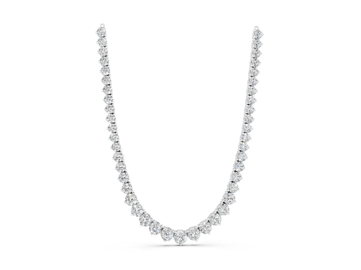 White gold Round Diamond Tennis Necklace with Three-Prong Setting_1