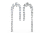 White gold Round Diamond U-Shaped Drop Earrings