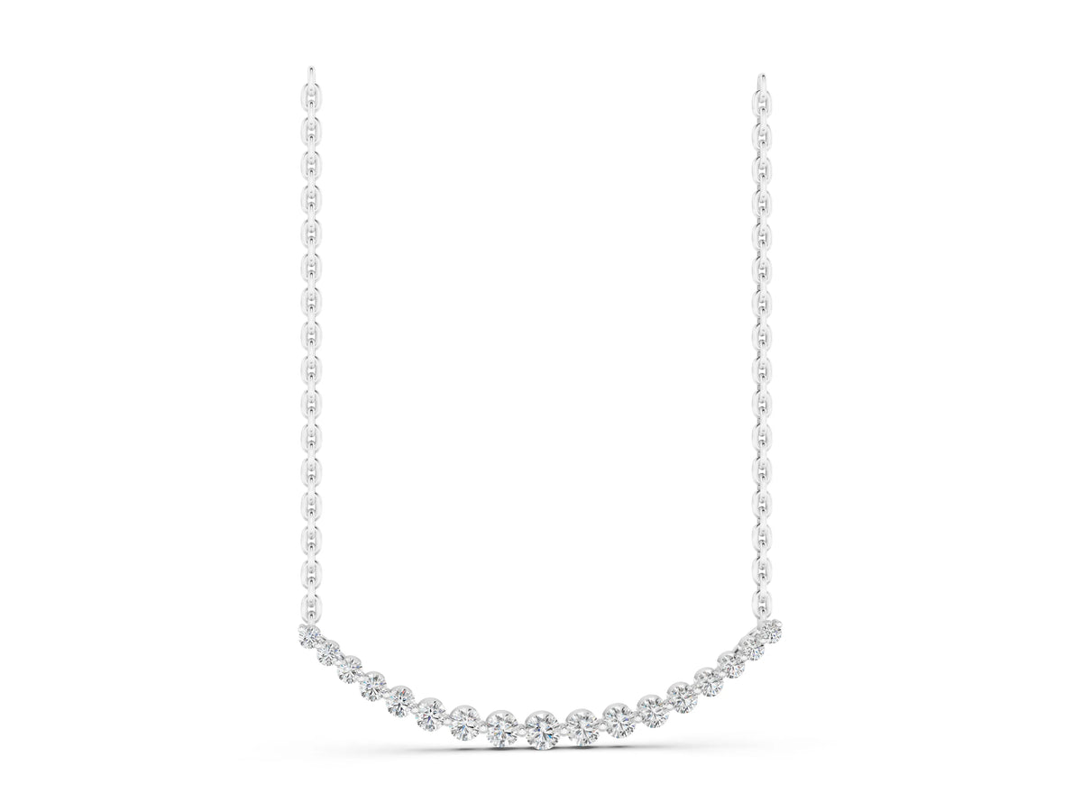 White gold Round Diamond V-Prong Bar Pendant_1