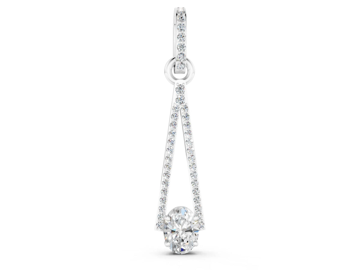 White gold Round Diamond V-Prong Pavé Pendant